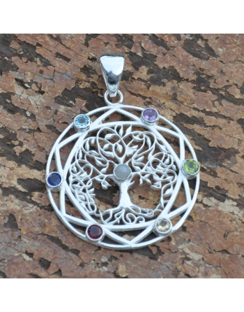 Pendentif 7 chakras arbre...